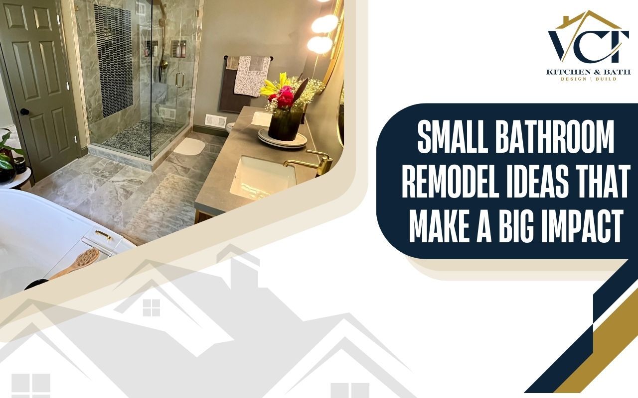 Small bathroom remodel with floating vanity and mirror