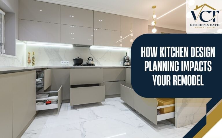 Kitchen with layered lighting and built-in storage solutions
