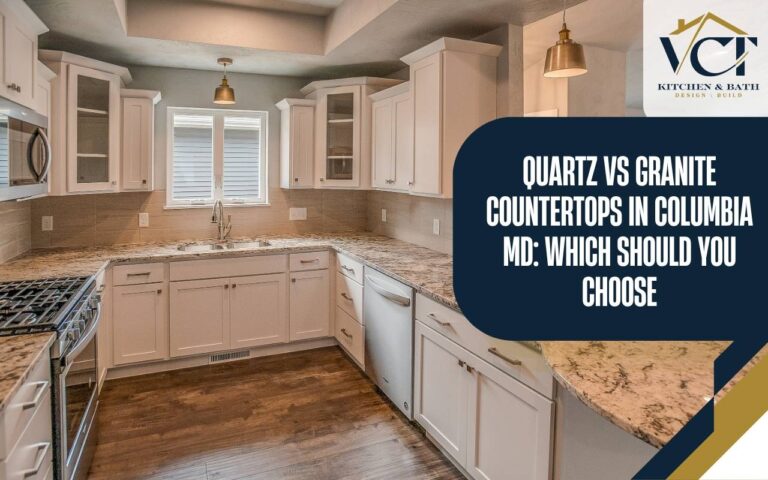 Modern kitchen with quartz vs granite countertops Columbia MD design