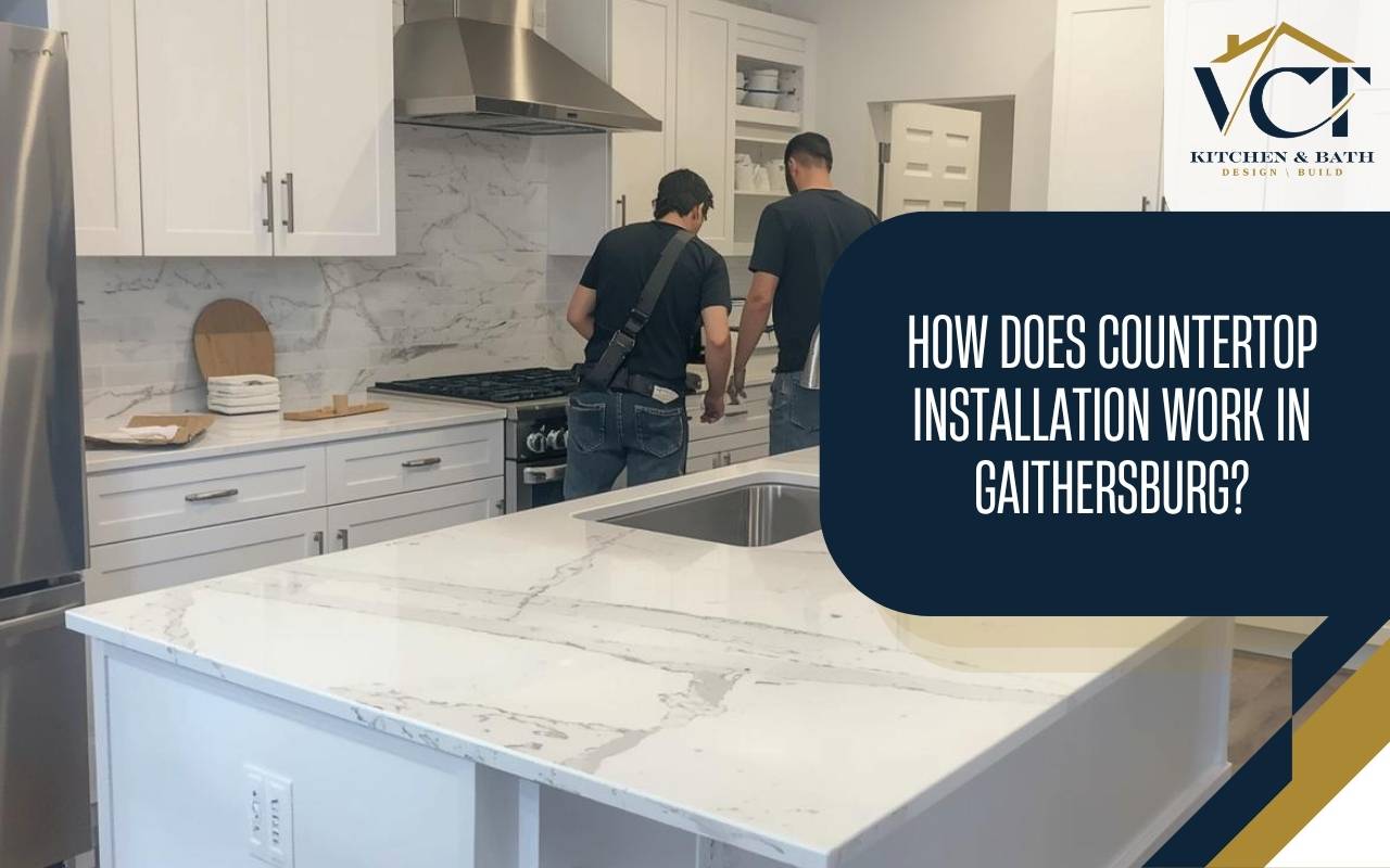 Modern quartz kitchen during countertop installation Gaithersburg, MD