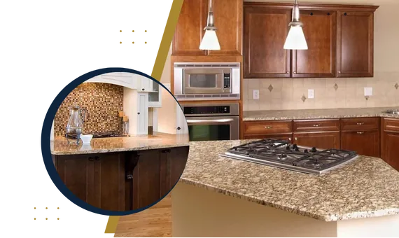 Granite countertops with center island in Silver Spring, MD home