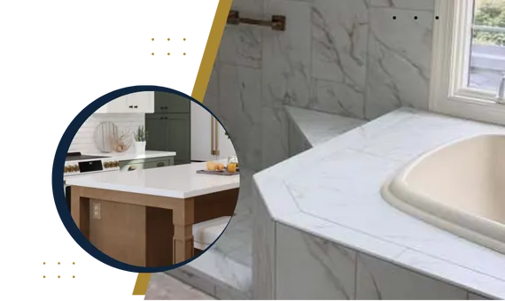 Modern quartz countertops in a bright Laurel, MD kitchen installed by VCT Kitchen And Bath.