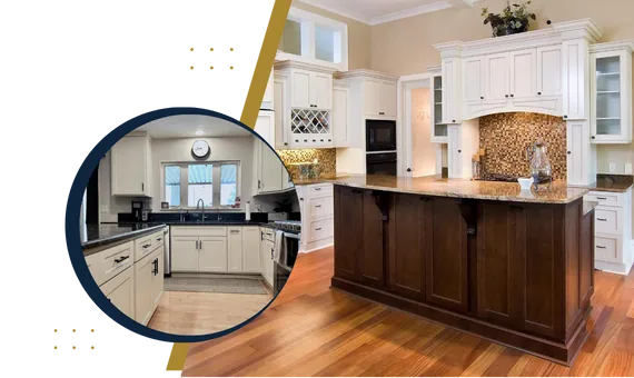 Comparison of shaker and slab cabinet doors in Silver Spring kitchen
