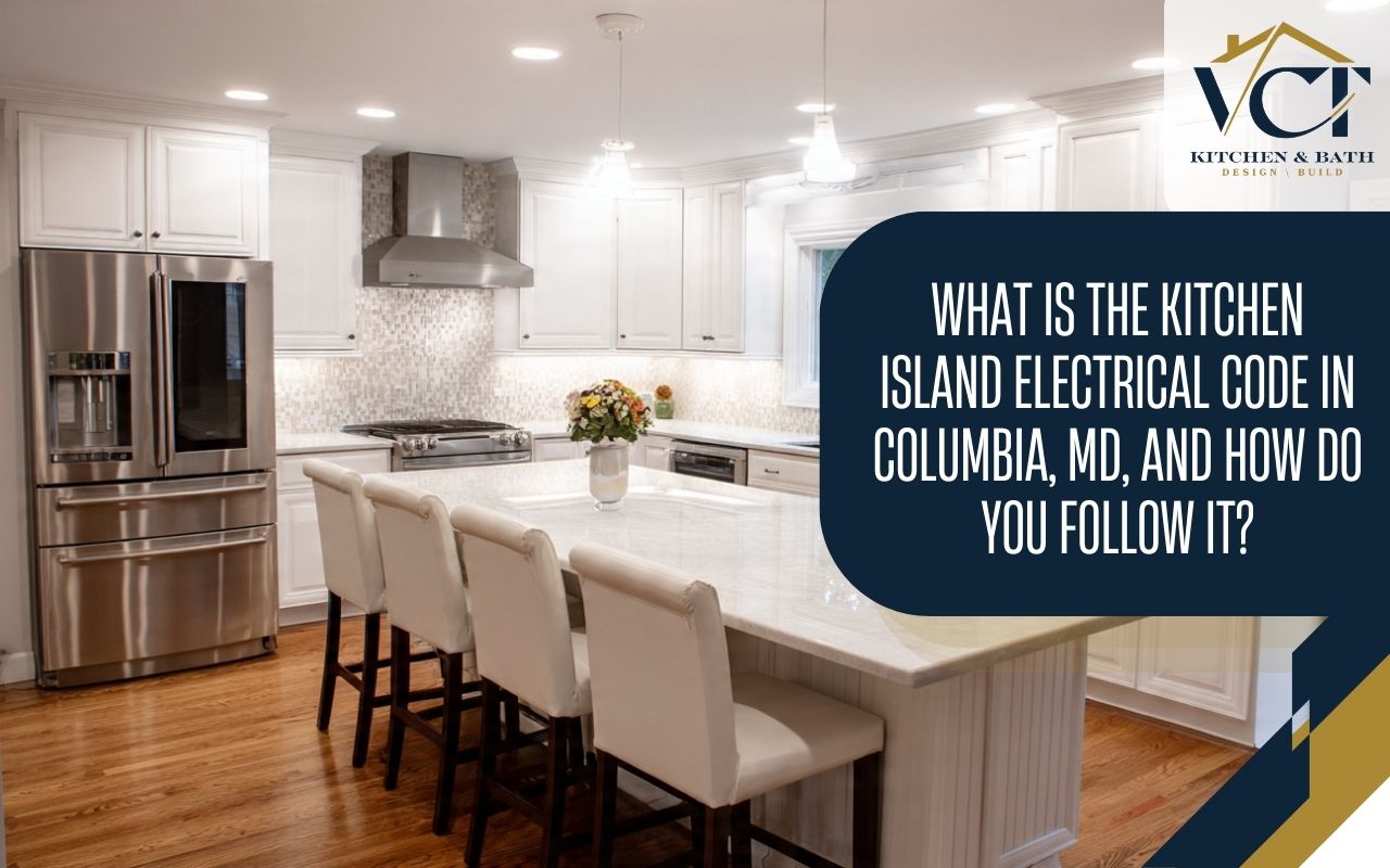 Kitchen island electrical code in Columbia, MD showing GFCI-protected island outlet